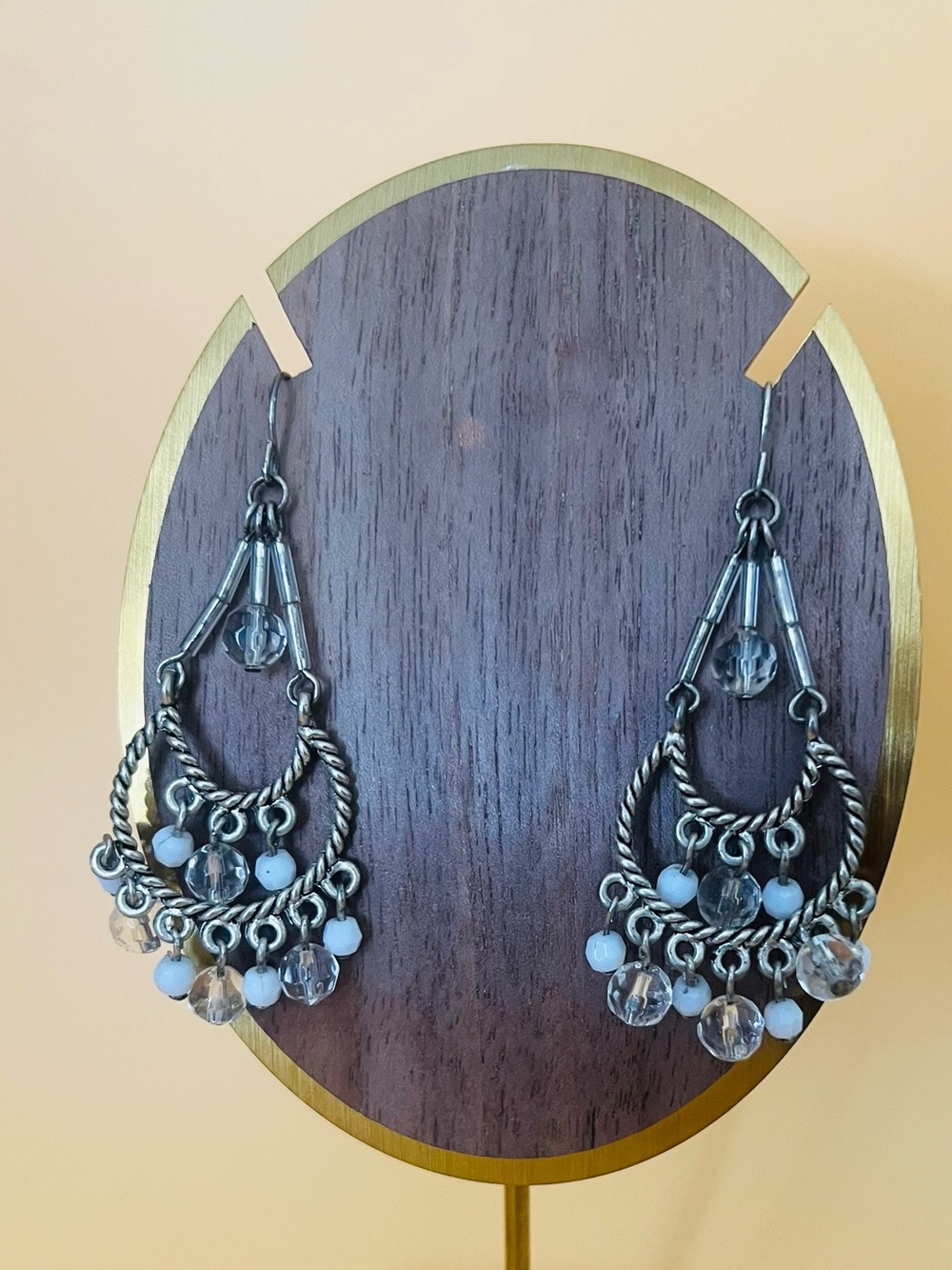 Long Beaded gypsy earrings silver plated